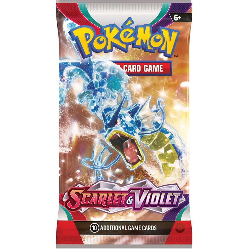 Packaging of Pokémon TCG - Scarlet & Violet Base Booster Pack featuring illustrated Pokémon characters.